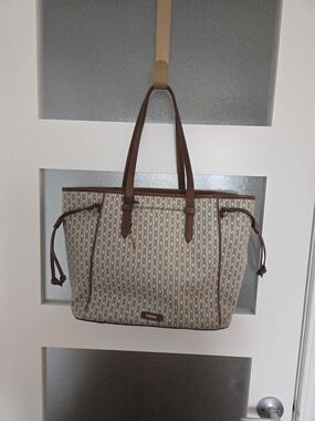 Fossil Carlie Leather Monogram Tote Bag